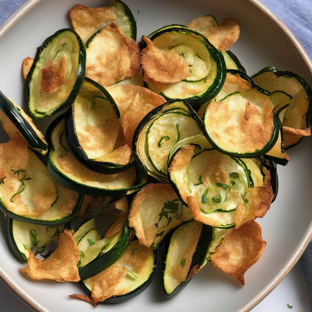 Air fried courgette chips in a bowl