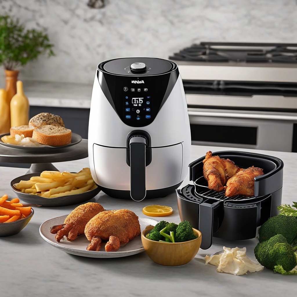 Ninja Air Fryer with various British ingredients