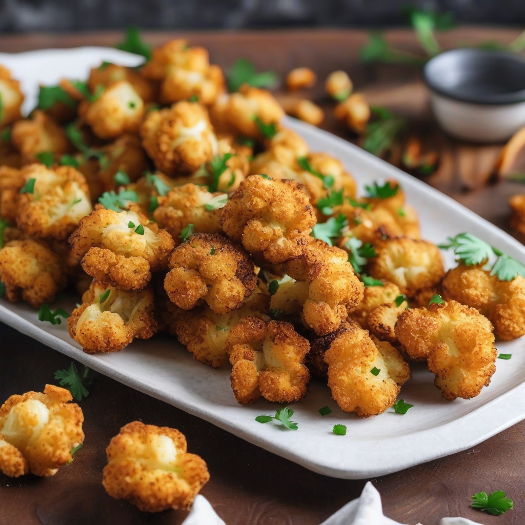 Crispy cauliflower bites on a serving platter