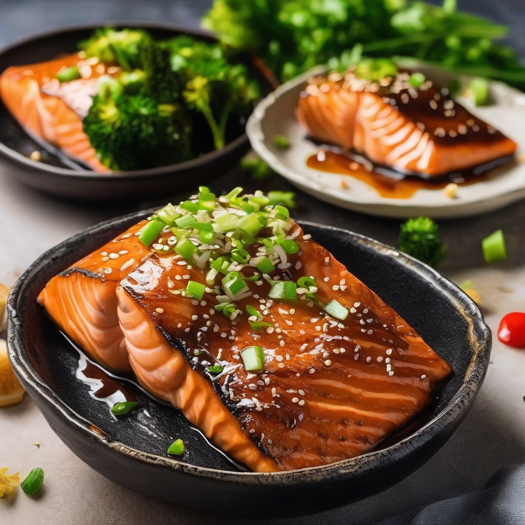 Air fried teriyaki salmon