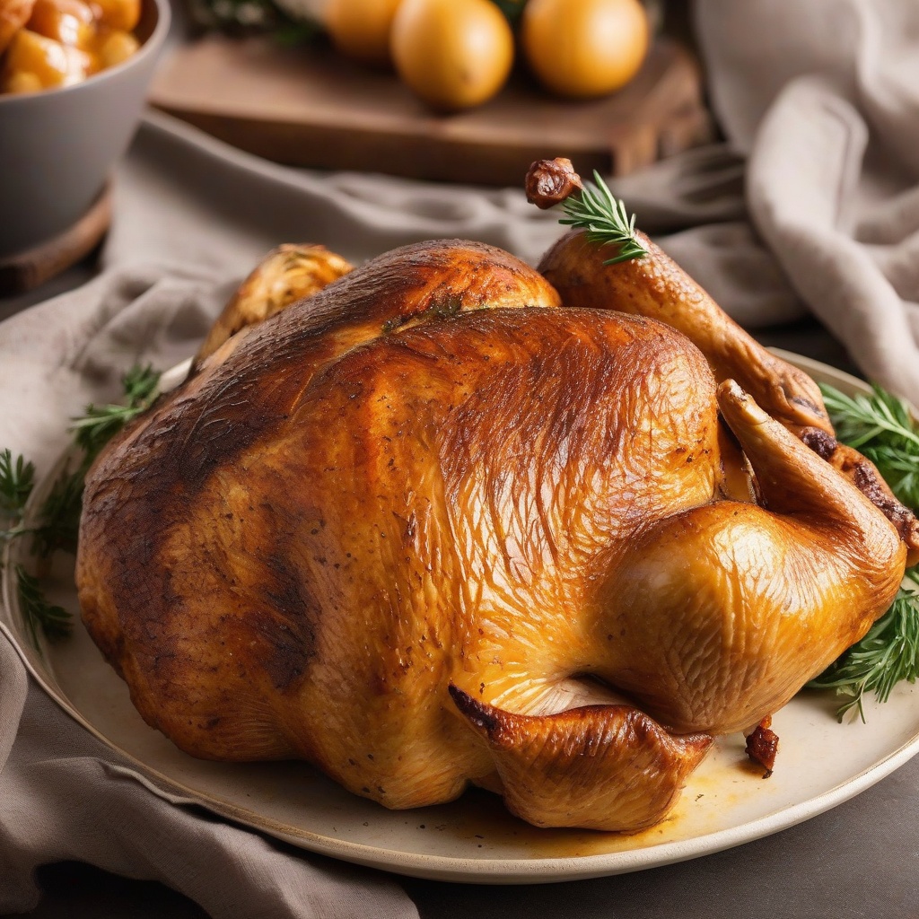 A golden-brown turkey breast cooked in an air fryer