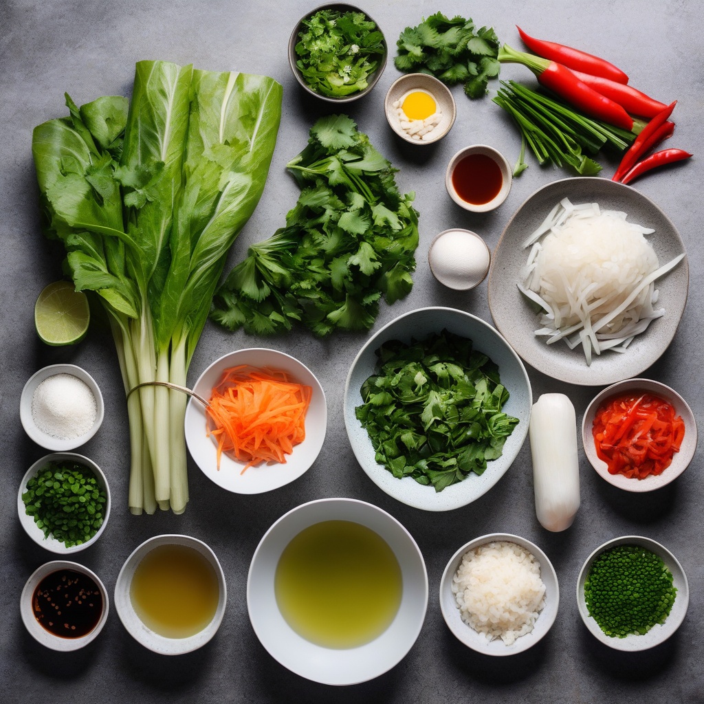 Spring roll ingredients laid out