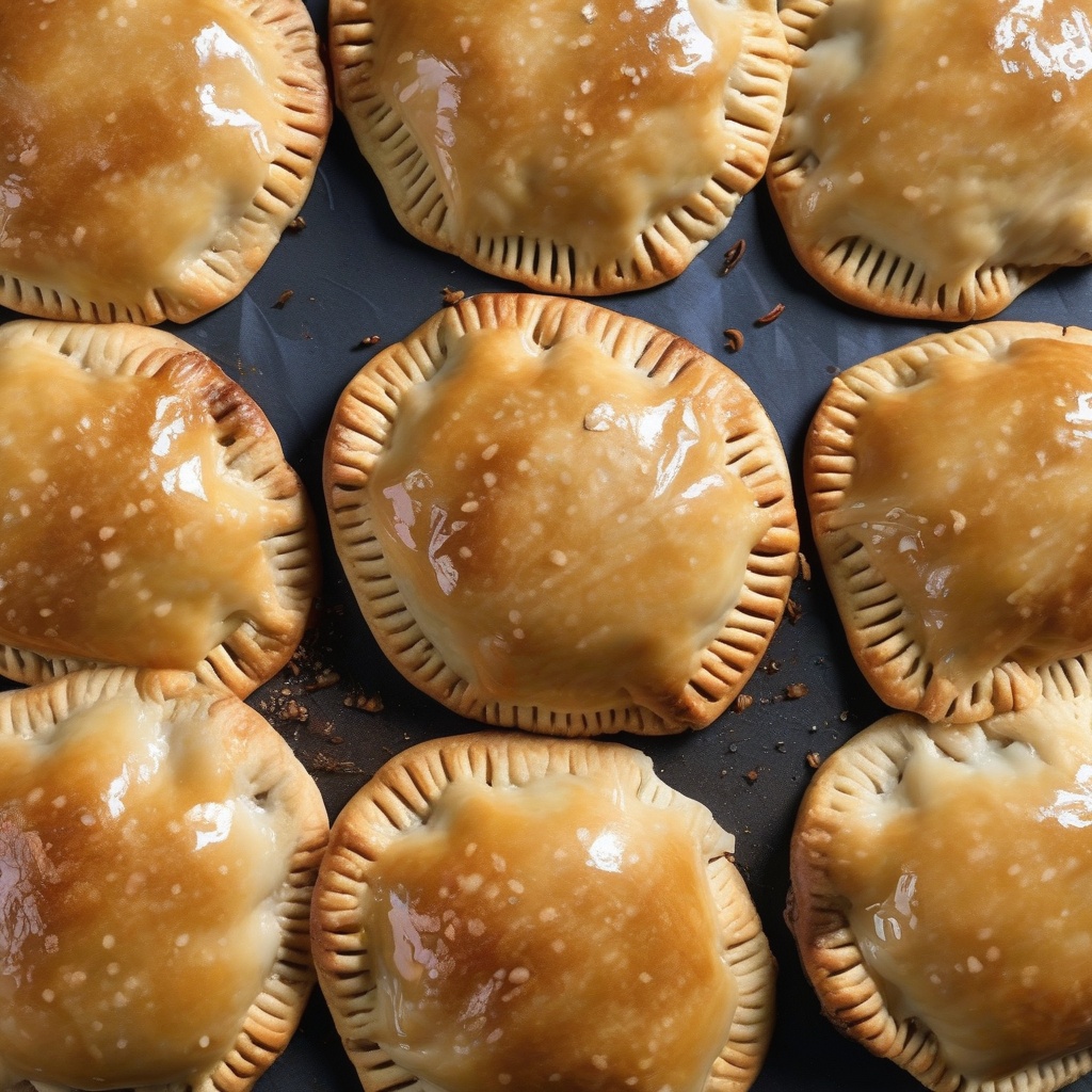 Golden brown hand pies with glazed tops