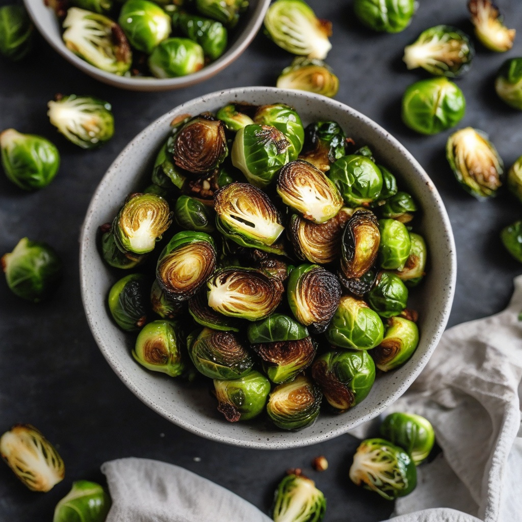 Crispy air fryer Brussels sprouts in a bowl