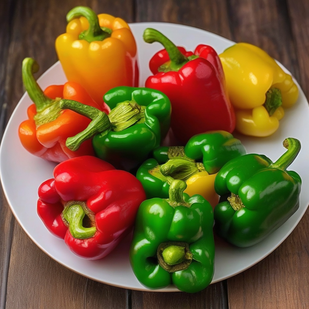 Colorful air fryer bell peppers on a plate