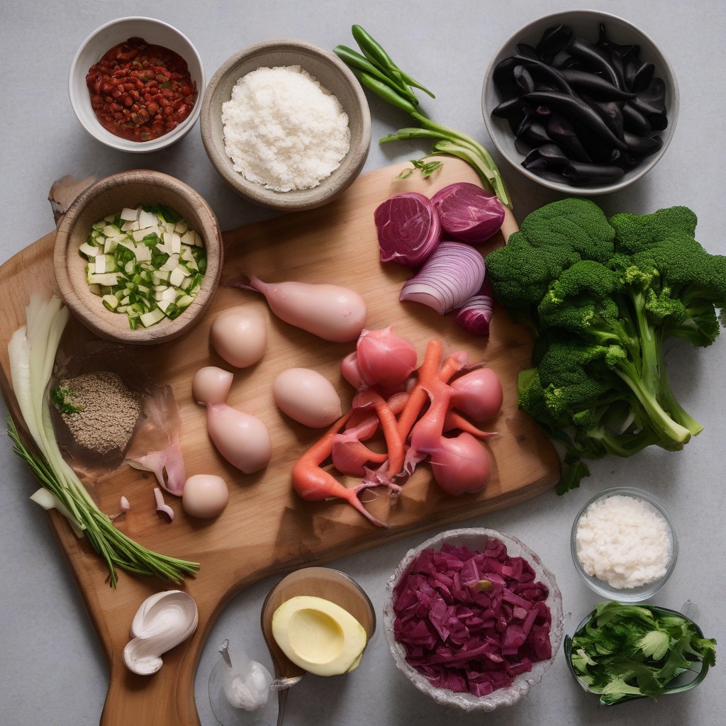 Ingredients laid out on cutting board